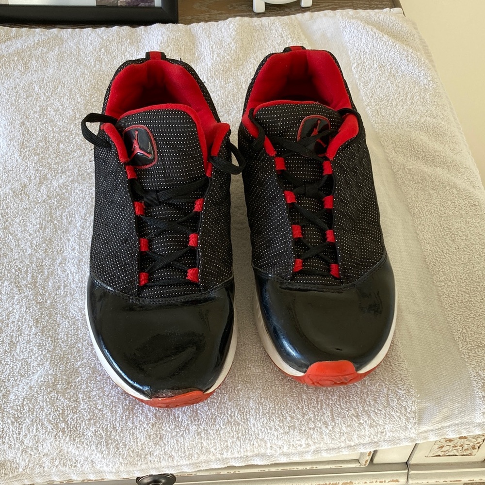 Jordan Black and Red Athletic Shoes